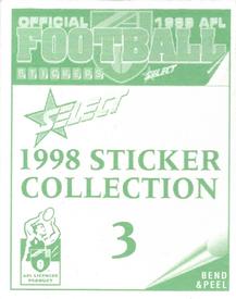 1998 Select AFL Stickers #3 Andrew McLeod Back